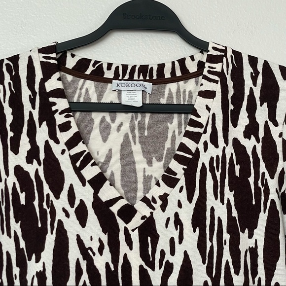 NWT Kokomo Animal Print V-Neck 3/4 Sleeve Sweater Size Large - Picture 4 of 10
